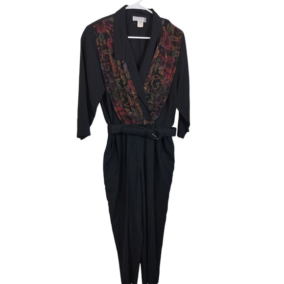 3359)Vtg 80s Diversity Petite Paisley Hippie Wrap 3/4 Sleeve Romper Jumpsuit 14 - Picture 2 of 10